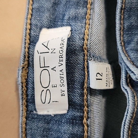 Sofia Vergara Sz. 12 Melisa Flare High Waist Self Belt Release Hem Stretch Jeans - Picture 6 of 15